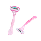 Pink Color Women'S Disposable Razors With Four Stainless Steel Blades